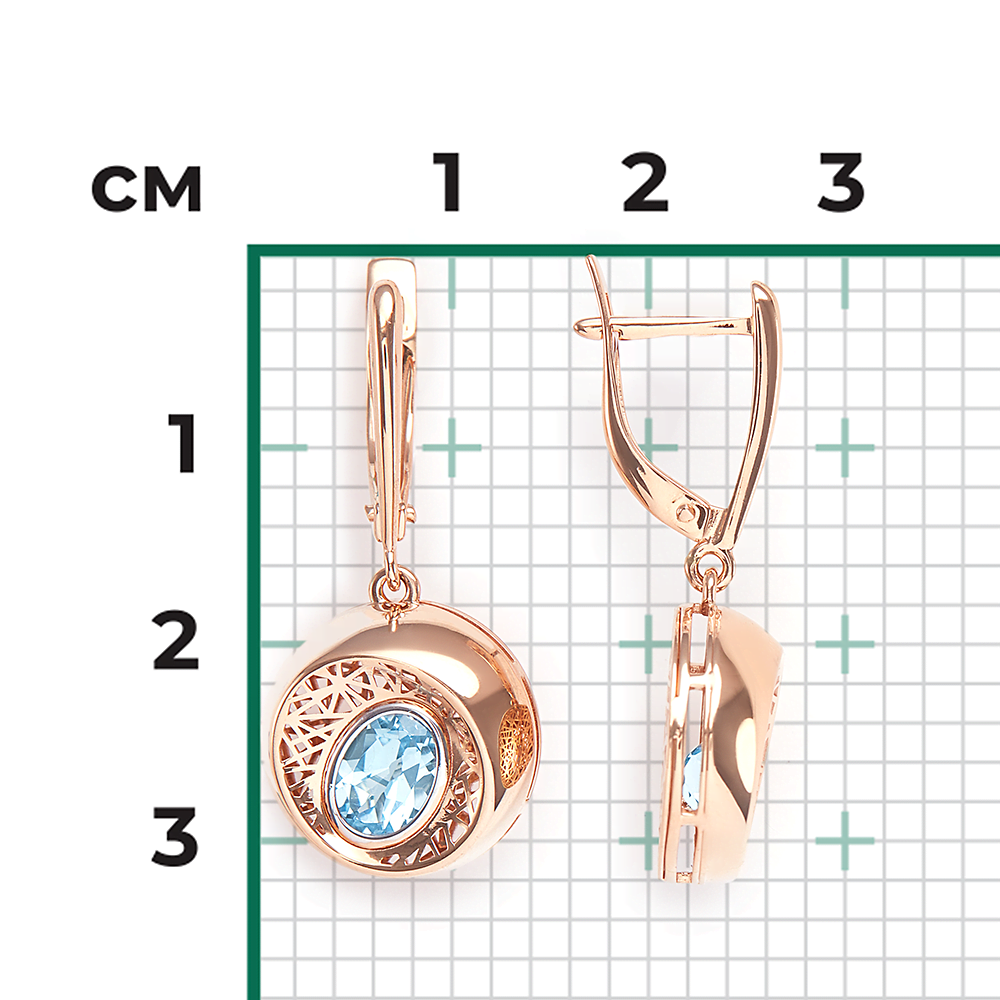 Серьги с английским замком из красного золота с топазом 02-4054-00-201-1110-57