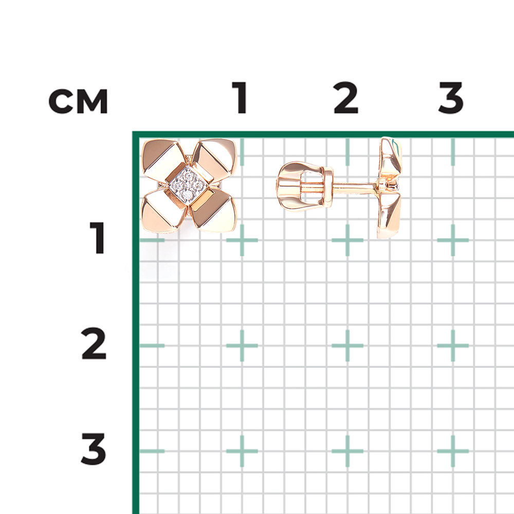 Серьги-пусеты из комбинированного золота с бриллиантами 02-4991-00-101-1111