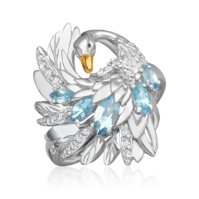 Кольцо «Лебедь» из белого золота с топазами и натуральными топазами white 01-5784-01-201-1120