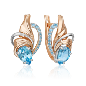 Серьги «Стихия Воды» с английским замком из комбинированного золота с топазами 02-5163-00-201-1111