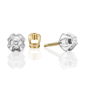 Серьги-пусеты из комбинированного золота с бриллиантом 02-5346-00-101-1121