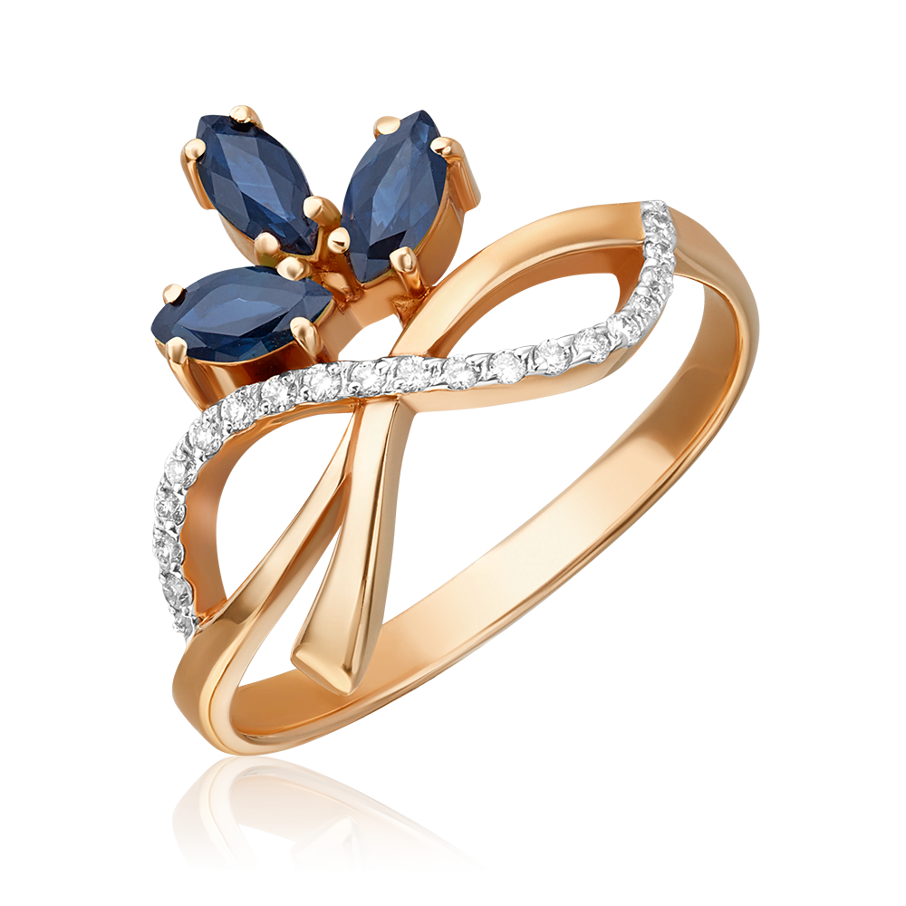 Кольцо из красного золота с сапфирами и бриллиантами 01-0171-00-105-1110-30