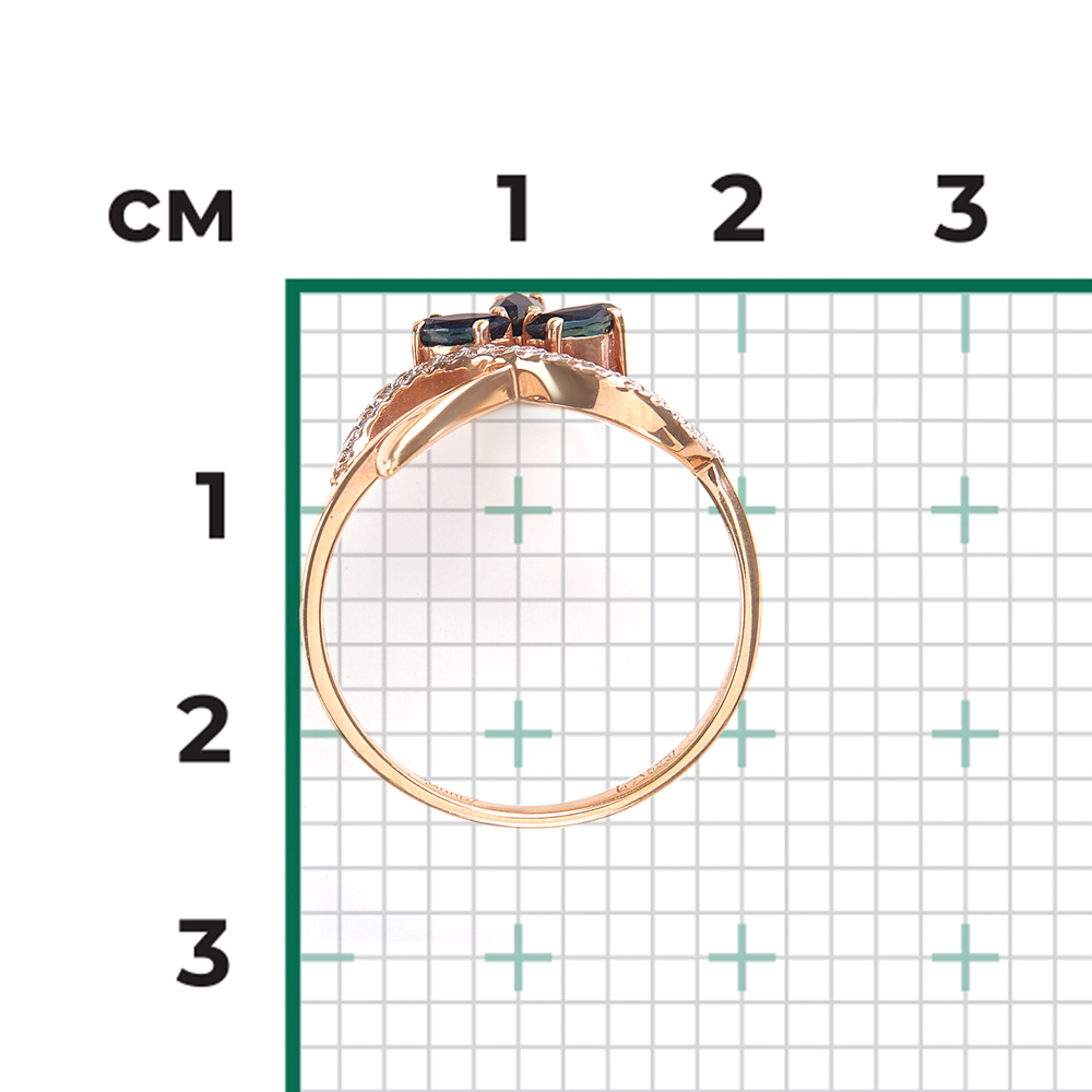 Кольцо из красного золота с сапфирами и бриллиантами 01-0171-00-105-1110-30