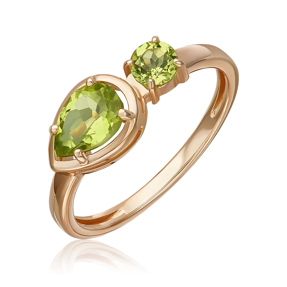 Кольцо из красного золота с хризолитами 01-5826-00-205-1110