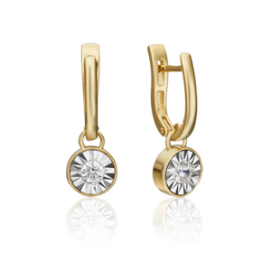Серьги с английским замком из комбинированного золота с фианитом 02-4531-00-501-1121-38