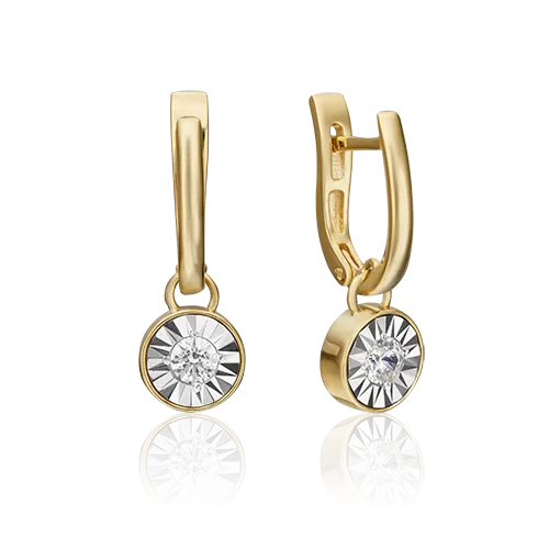 Серьги с английским замком из комбинированного золота с фианитом 02-4531-00-501-1121-38