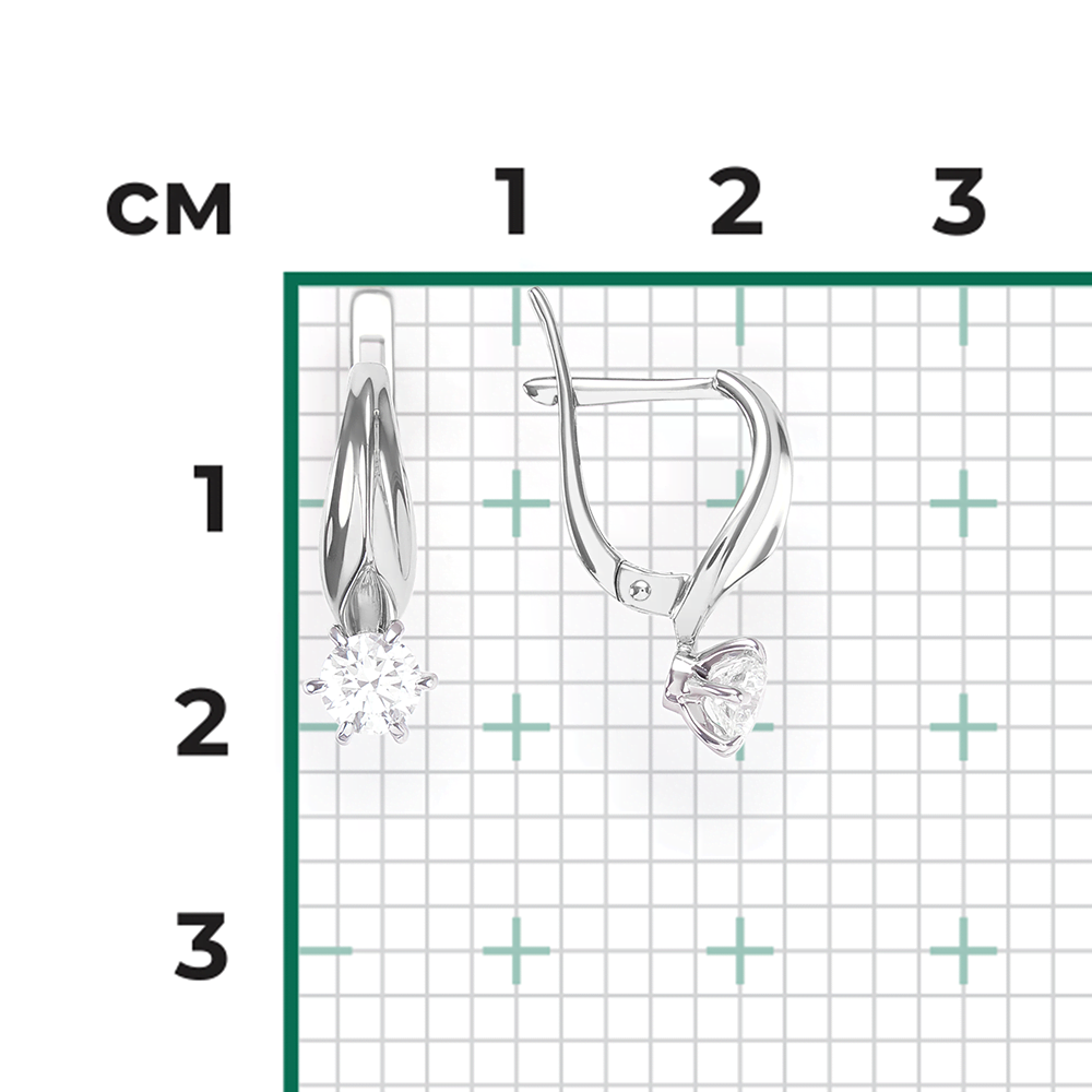 Серьги с английским замком из белого золота с бриллиантом 02-0487-00-101-1120-30