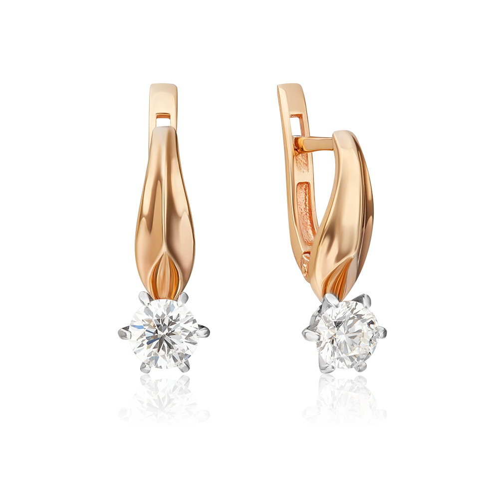 Серьги с английским замком из комбинированного золота с бриллиантом 02-0488-00-101-1111-30