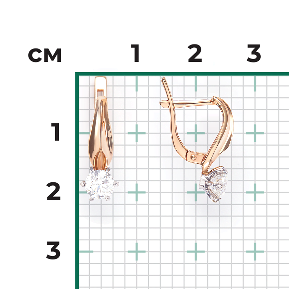 Серьги с английским замком из комбинированного золота с бриллиантом 02-0488-00-101-1111-30