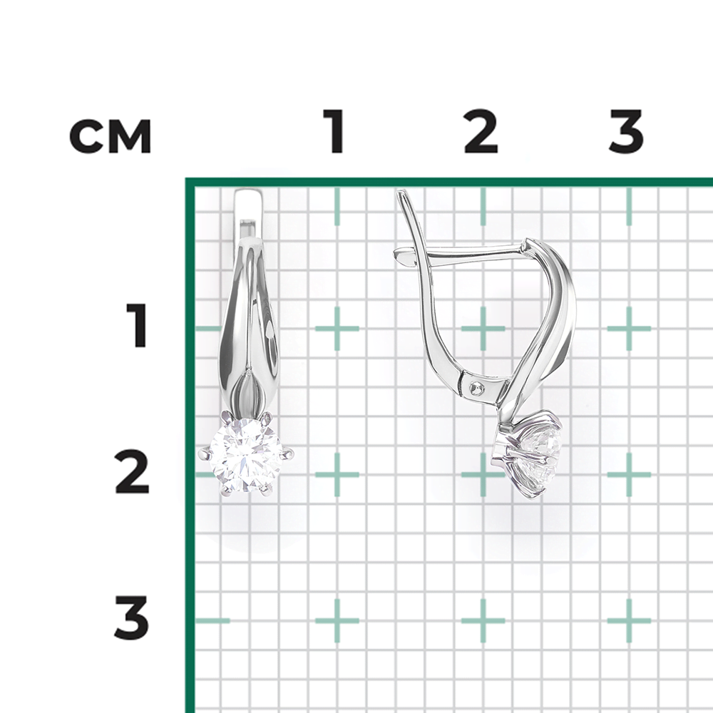 Серьги с английским замком из белого золота с бриллиантом 02-0489-00-101-1120-30