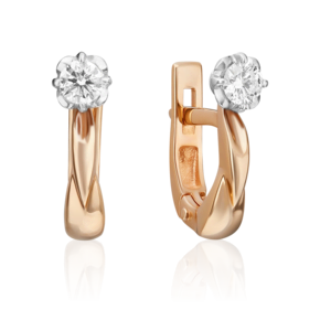 Серьги с английским замком из комбинированного золота с бриллиантом 02-0526-00-101-1111-30