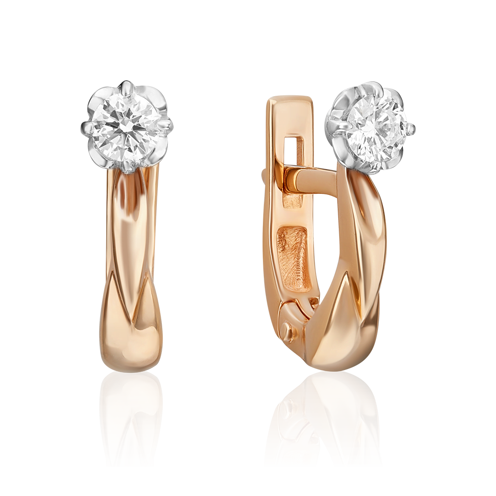 Серьги с английским замком из комбинированного золота с бриллиантом 02-0526-00-101-1111-30