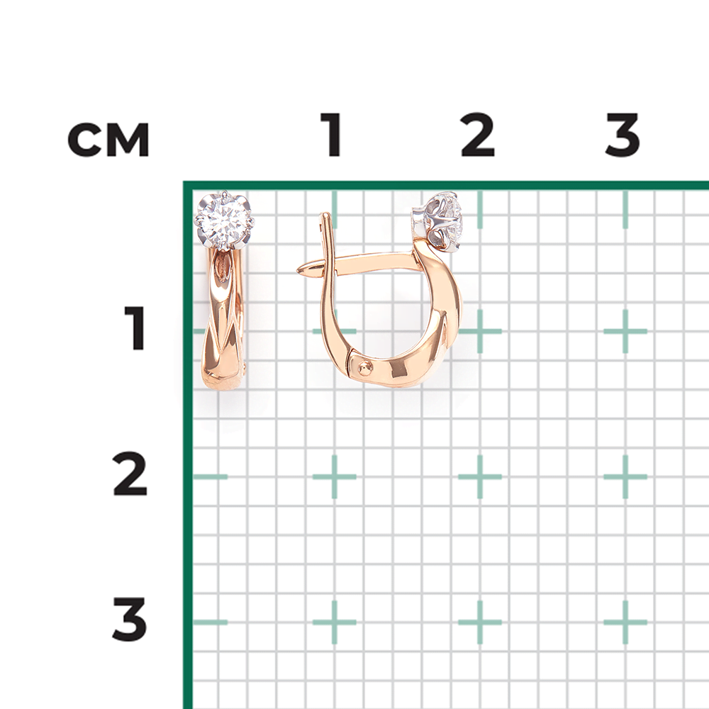 Серьги с английским замком из комбинированного золота с бриллиантом 02-0526-00-101-1111-30