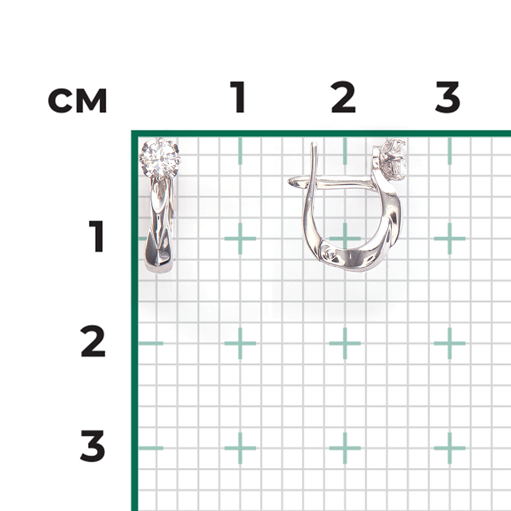 Серьги с английским замком из белого золота с бриллиантом 02-0527-00-101-1120-30