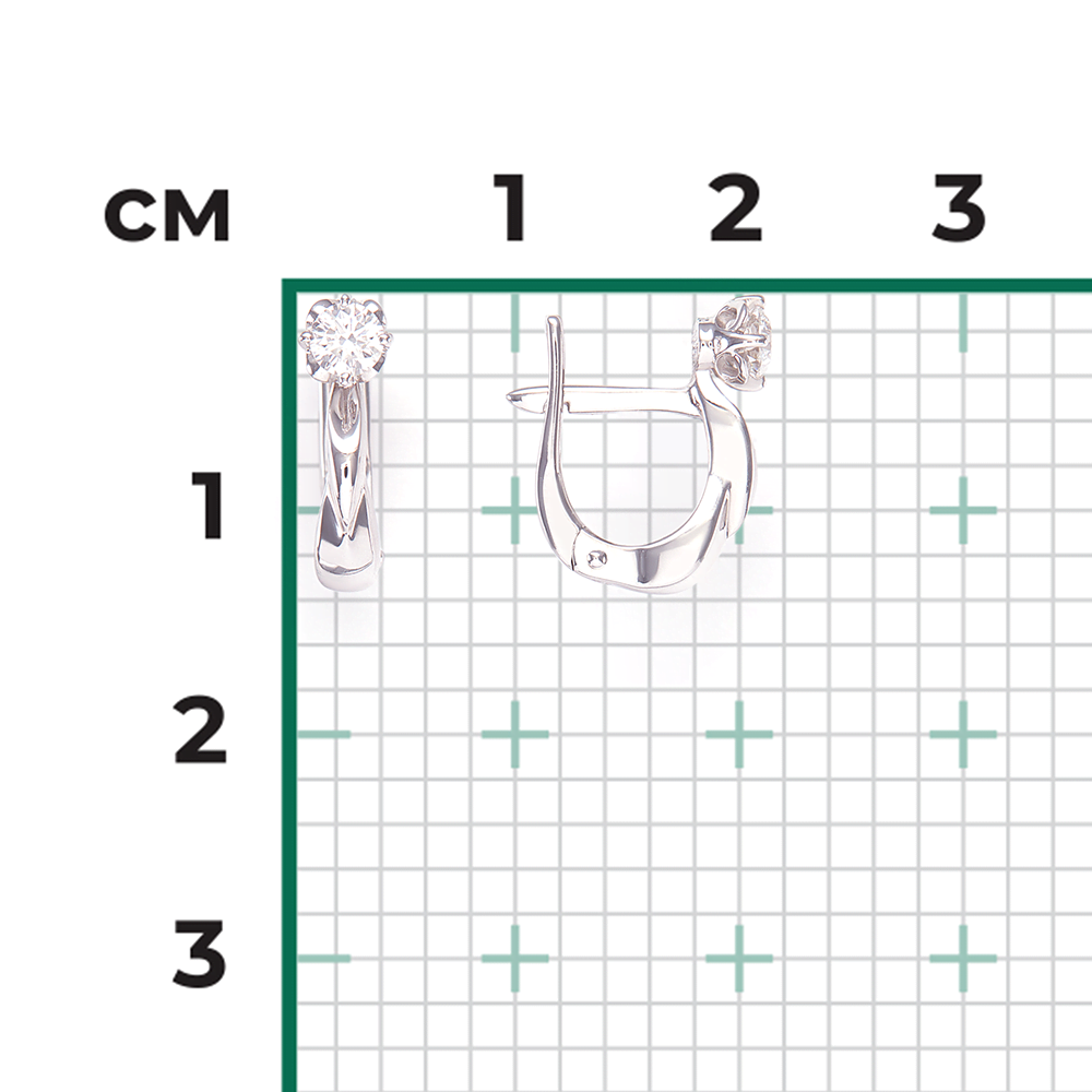 Серьги с английским замком из белого золота с бриллиантом 02-0529-00-101-1120-30