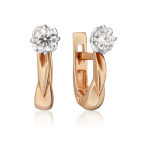 Серьги с английским замком из комбинированного золота с бриллиантом 02-0530-00-101-1111-30