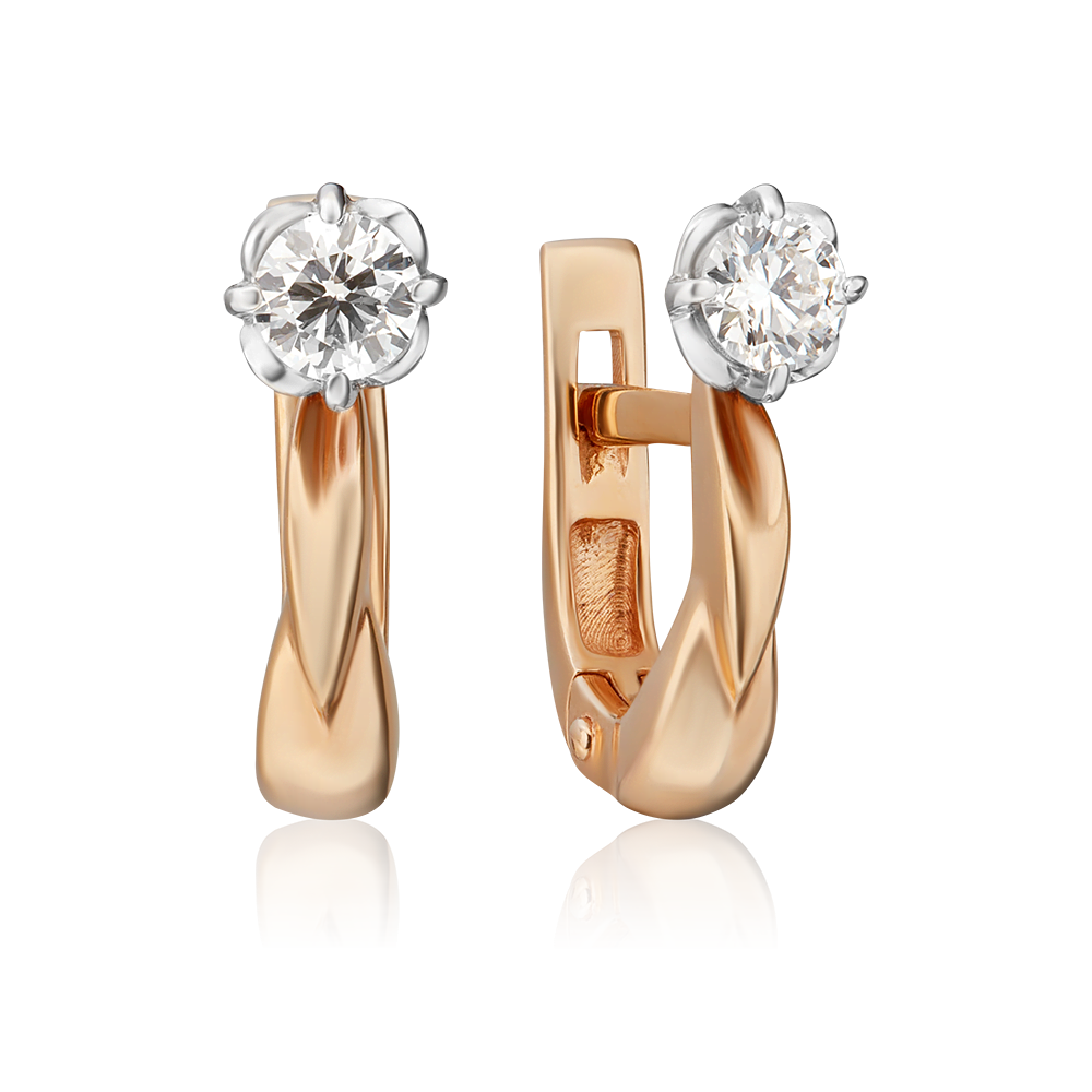 Серьги с английским замком из комбинированного золота с бриллиантом 02-0530-00-101-1111-30