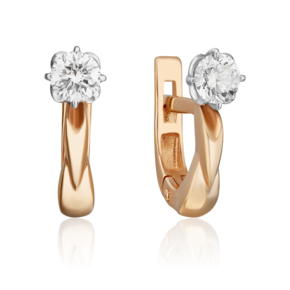 Серьги с английским замком из комбинированного золота с бриллиантом 02-0532-00-101-1111-30
