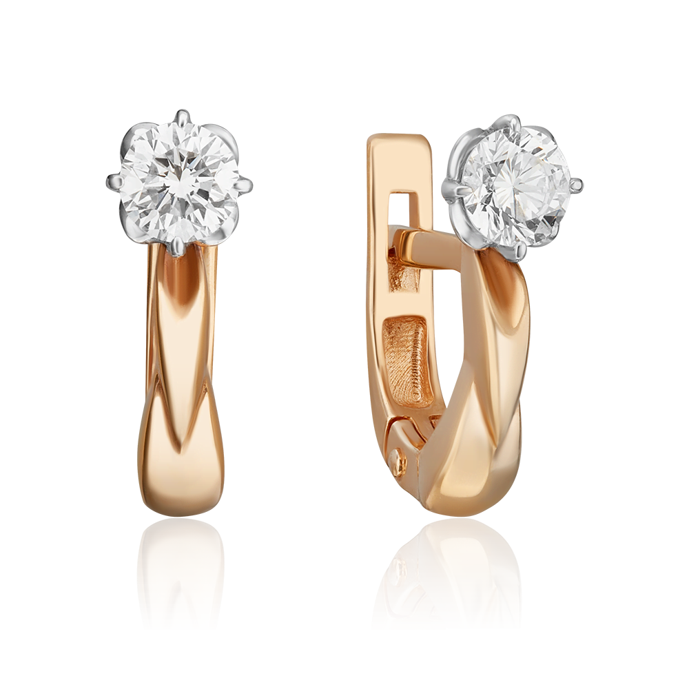 Серьги с английским замком из комбинированного золота с бриллиантом 02-0532-00-101-1111-30