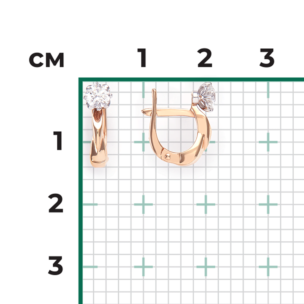 Серьги с английским замком из комбинированного золота с бриллиантом 02-0532-00-101-1111-30