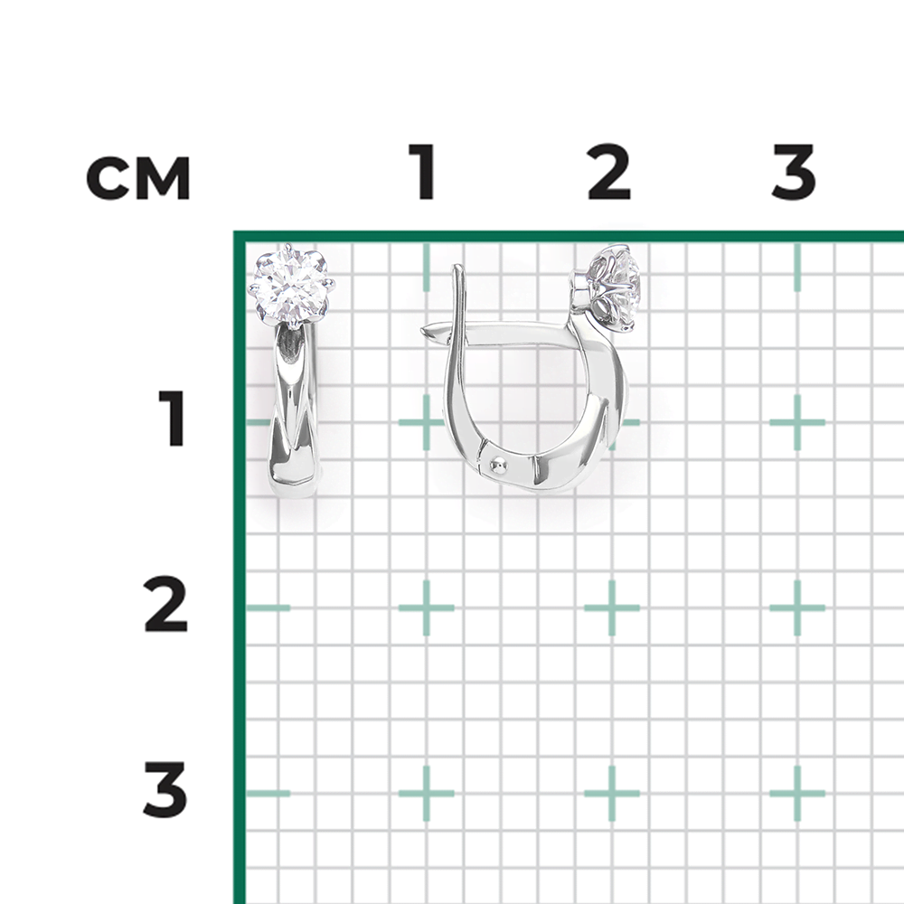 Серьги с английским замком из белого золота с бриллиантом 02-0533-00-101-1120-30