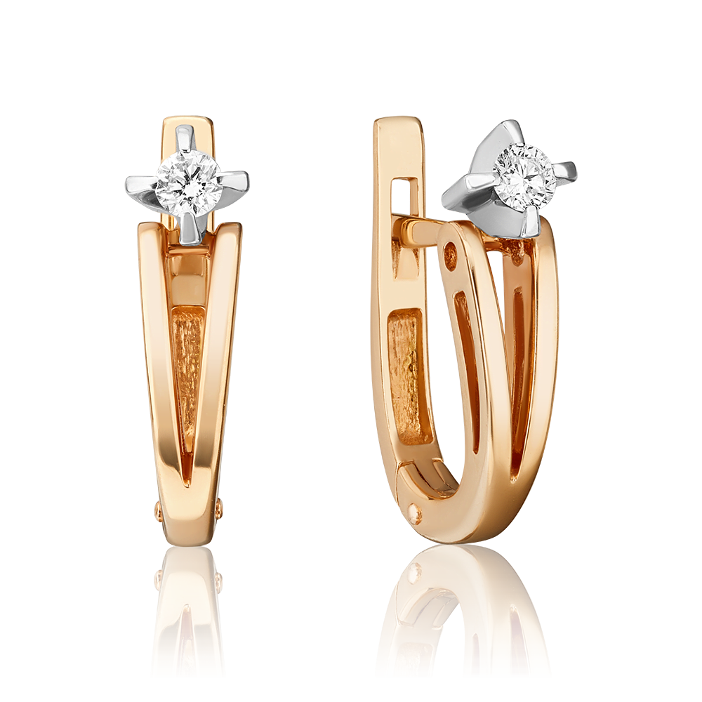 Серьги с английским замком из комбинированного золота с бриллиантом 02-0608-00-101-1111-30