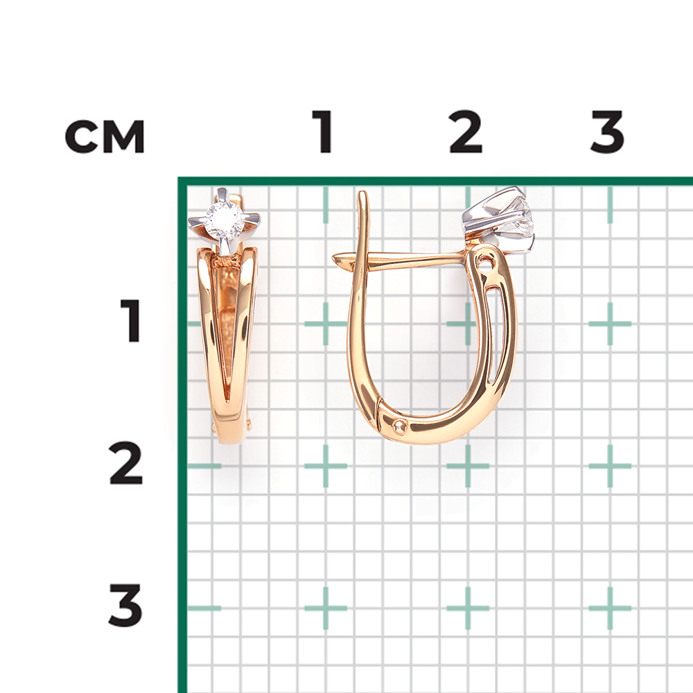 Серьги с английским замком из комбинированного золота с бриллиантом 02-0608-00-101-1111-30