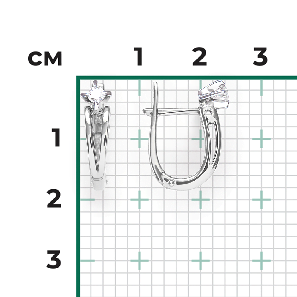 Серьги с английским замком из белого золота с бриллиантом 02-0609-00-101-1120-30