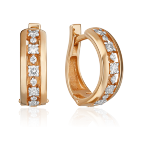 Серьги с английским замком из красного золота с бриллиантами 02-0612-00-101-1110-30