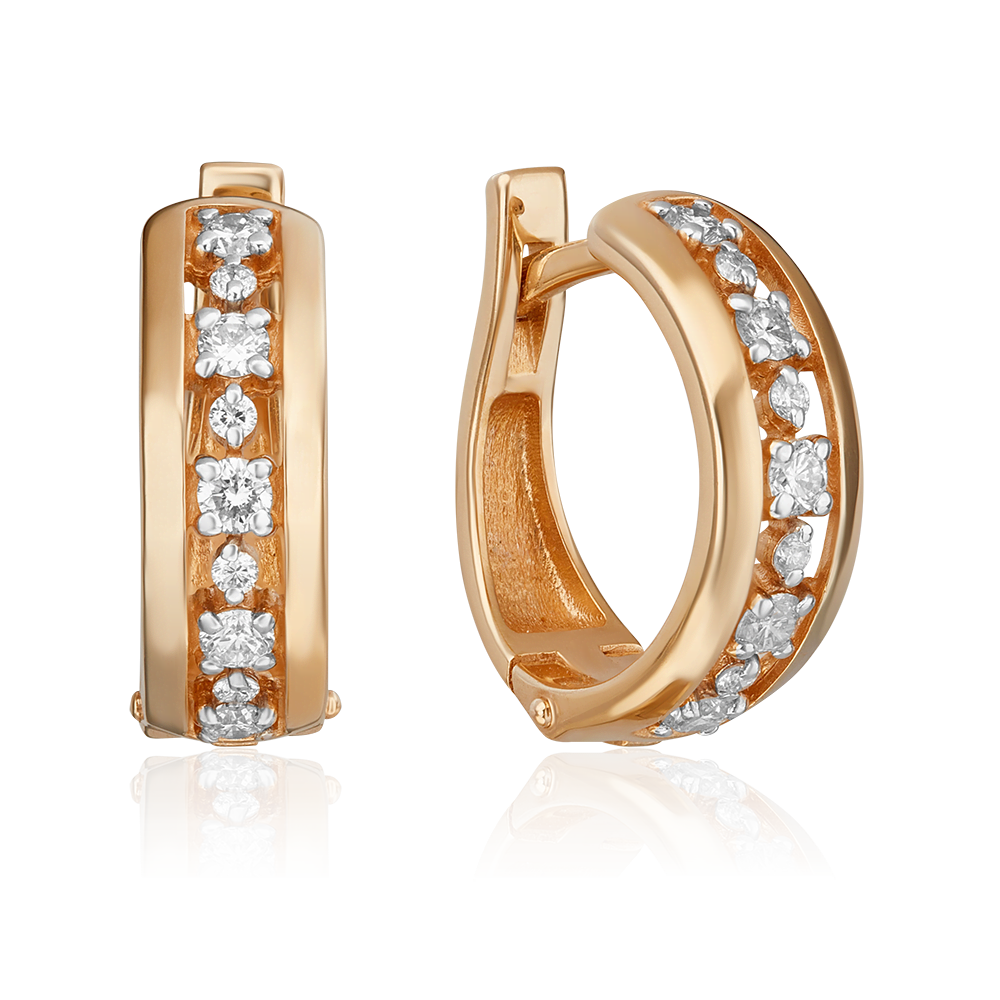 Серьги с английским замком из красного золота с бриллиантами 02-0612-00-101-1110-30