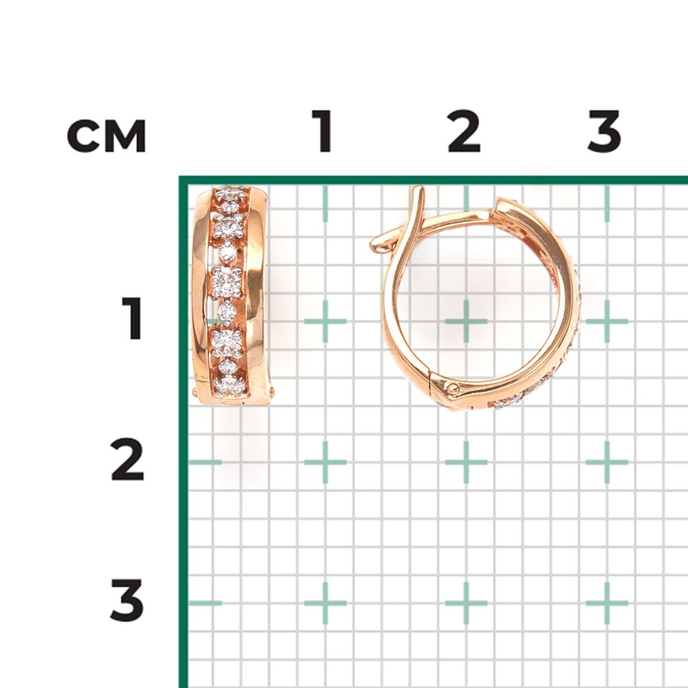 Серьги с английским замком из красного золота с бриллиантами 02-0612-00-101-1110-30
