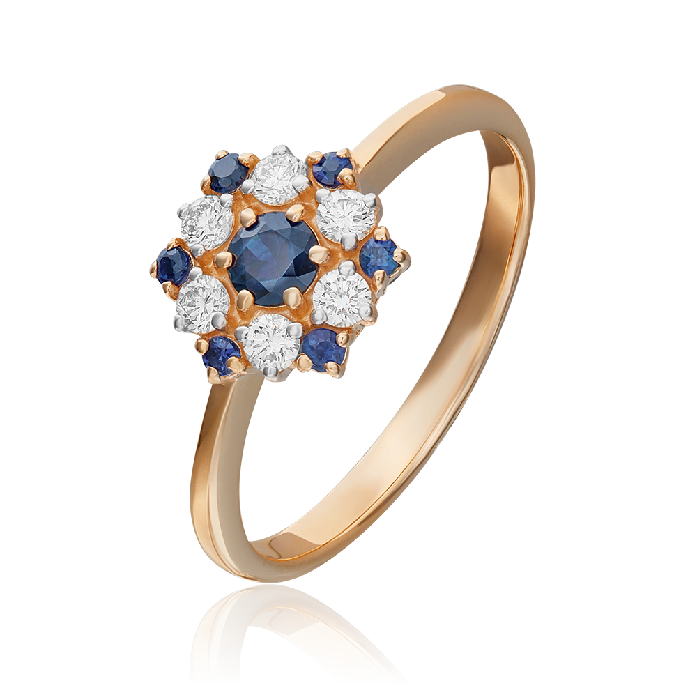 Кольцо из красного золота с сапфирами и бриллиантами 01-1139-00-105-1110-30
