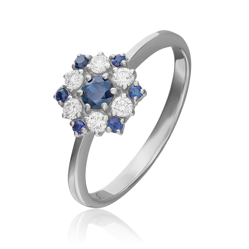 Кольцо из белого золота с сапфирами и бриллиантами 01-1140-00-105-1120-30