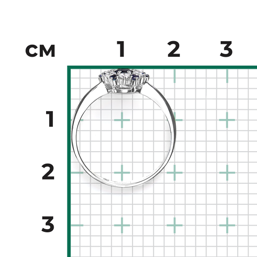 Кольцо из белого золота с сапфирами и бриллиантами 01-1140-00-105-1120-30