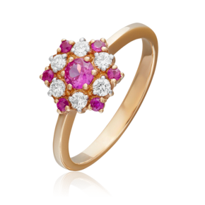 Кольцо из красного золота с рубинами и бриллиантами 01-1139-00-107-1110-30