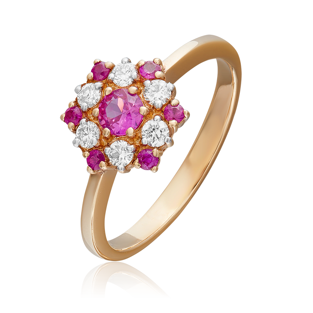 Кольцо из красного золота с рубинами и бриллиантами 01-1139-00-107-1110-30