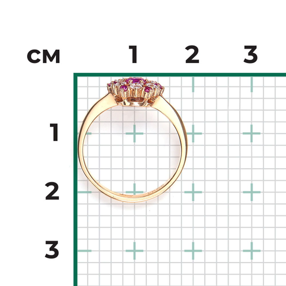 Кольцо из красного золота с рубинами и бриллиантами 01-1139-00-107-1110-30