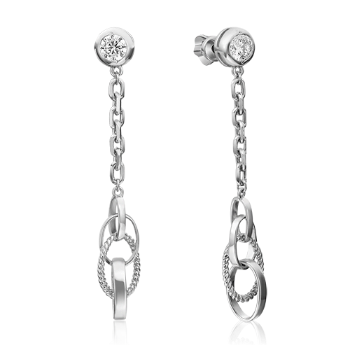 Серьги-пусеты из серебра с фианитом 02-4524-00-401-0200-69