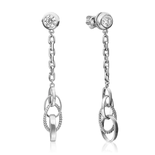 Серьги-пусеты из серебра с фианитом 02-4524-00-401-0200-69