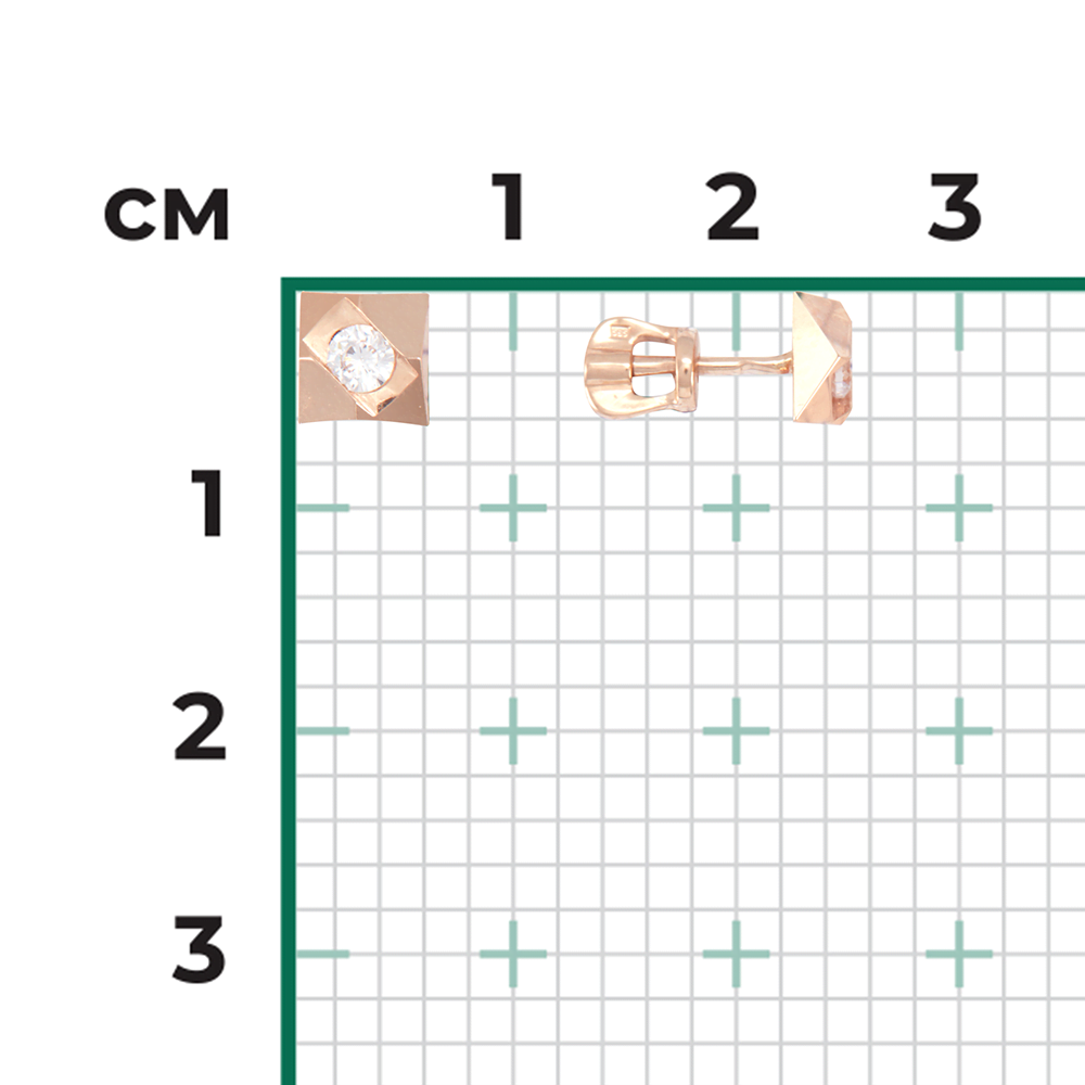 Серьги-пусеты из красного золота с фианитом 02-4014-00-401-1110-03