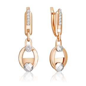 Серьги с английским замком из комбинированного золота с натуральными топазами white 02-5048-00-201-1111