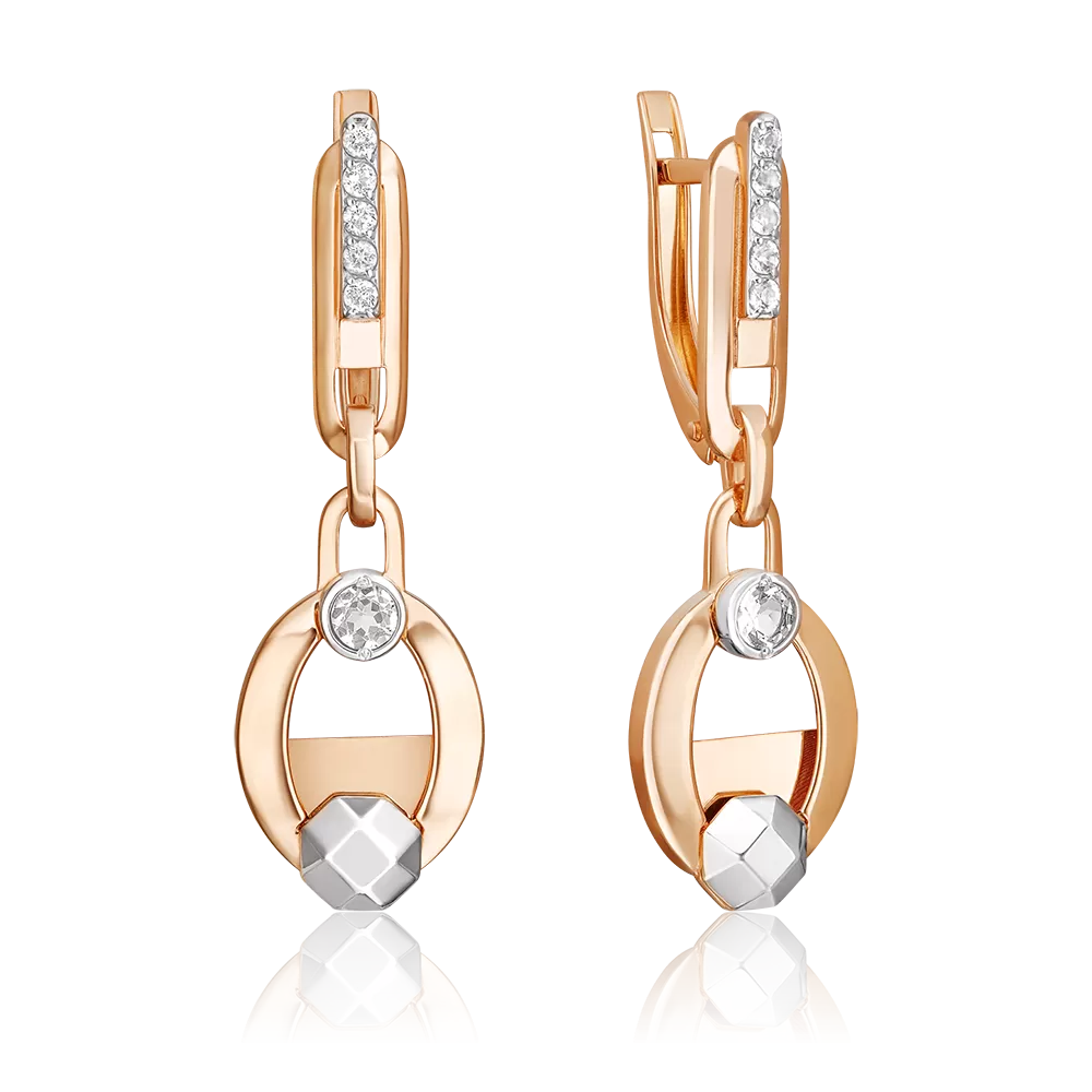 Серьги с английским замком из комбинированного золота с натуральными топазами white 02-5048-00-201-1111