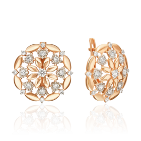 Серьги «Витражи» с английским замком из красного золота с фианитами 02-5533-00-401-1110