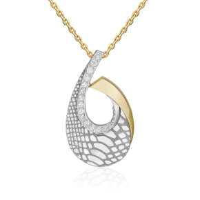 Подвеска с принтом «Питон» из комбинированного золота с фианитами