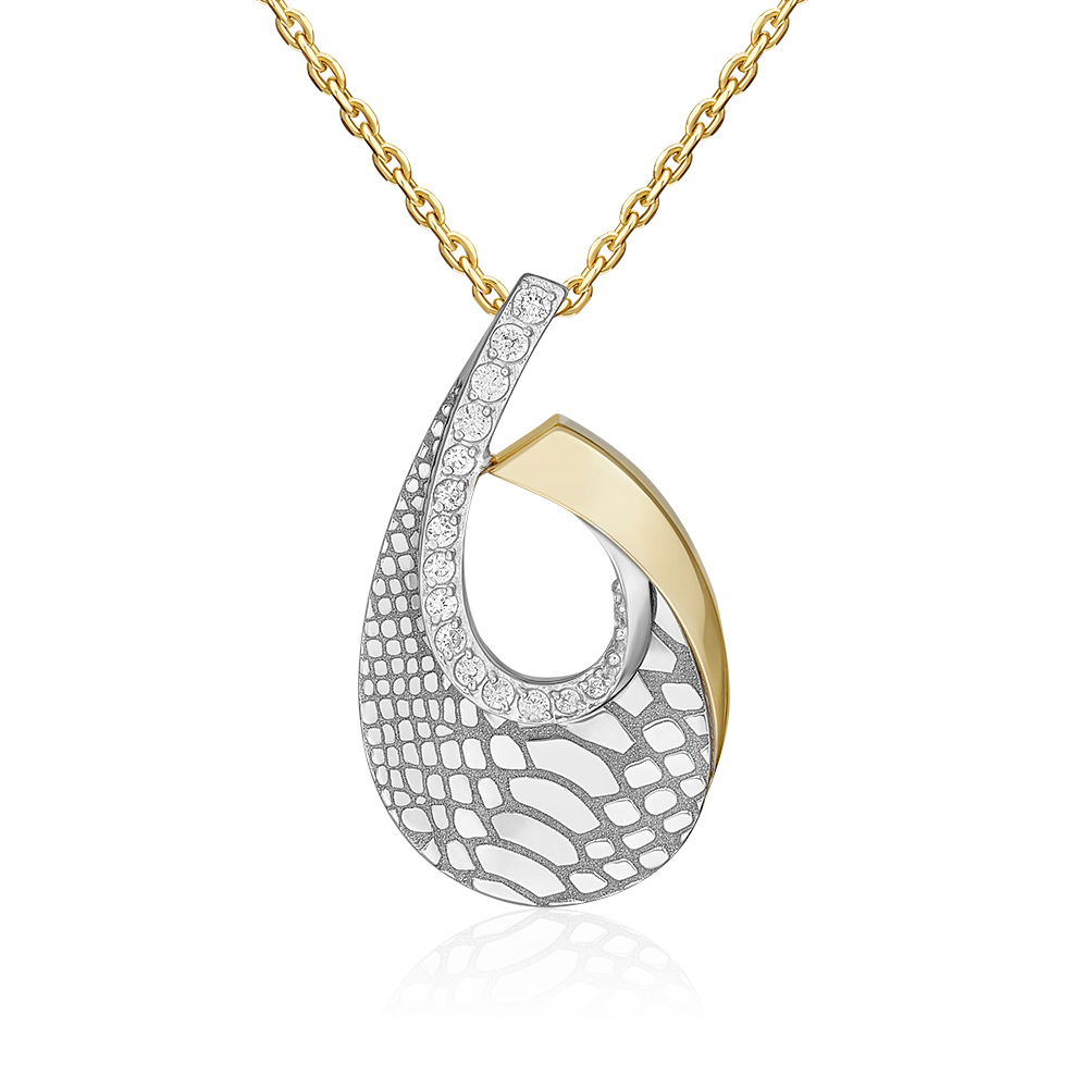 Подвеска с принтом «Питон» из комбинированного золота с фианитами 03-3445-00-401-1121