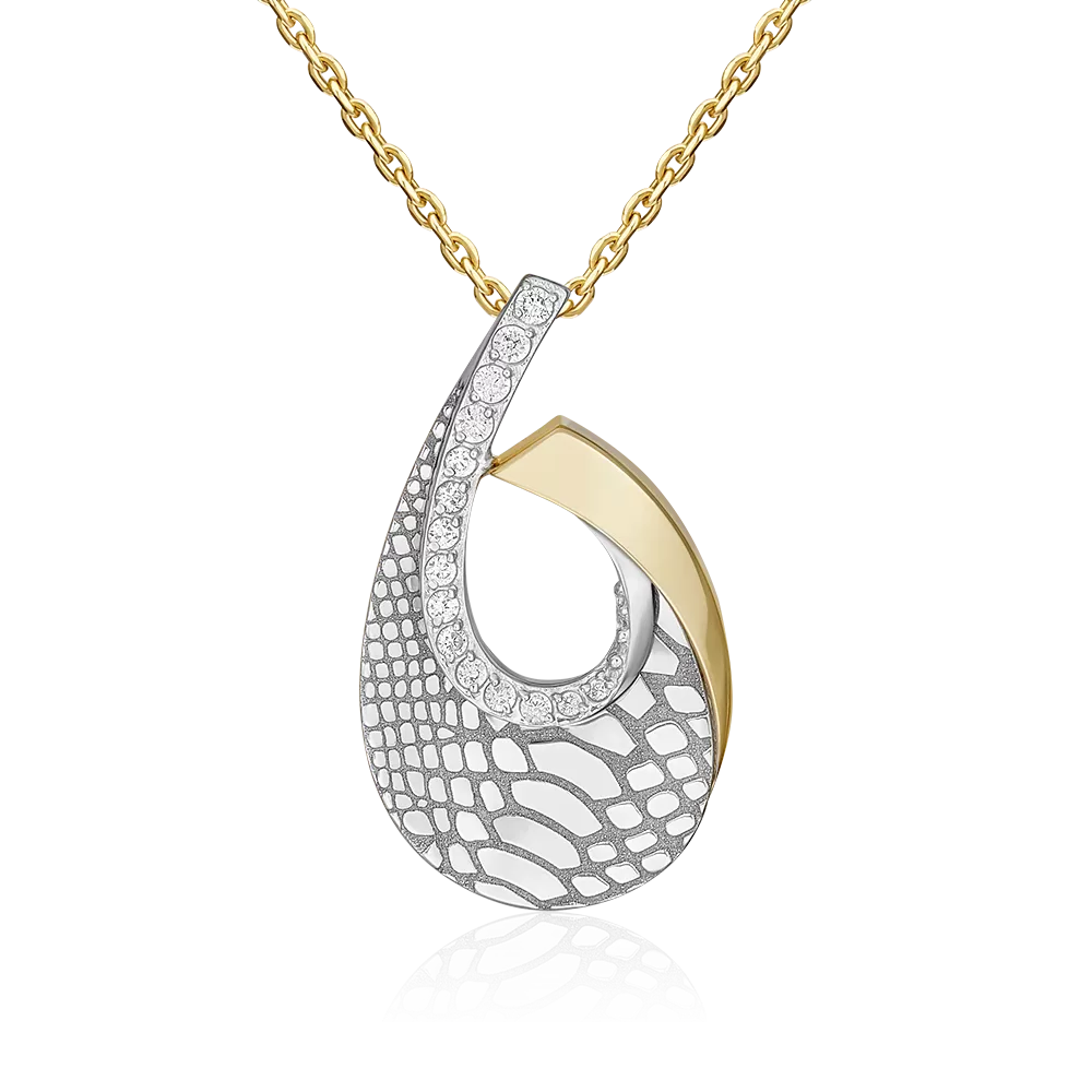 Подвеска с принтом «Питон» из комбинированного золота с фианитами 03-3445-00-401-1121