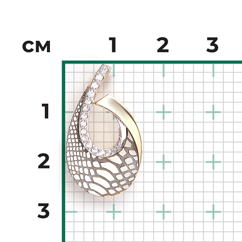 Подвеска с принтом «Питон» из комбинированного золота с фианитами 03-3445-00-401-1121