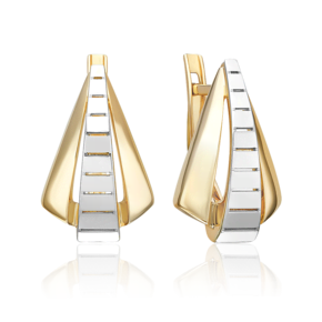 Серьги с английским замком из комбинированного золота 02-5381-00-000-1121