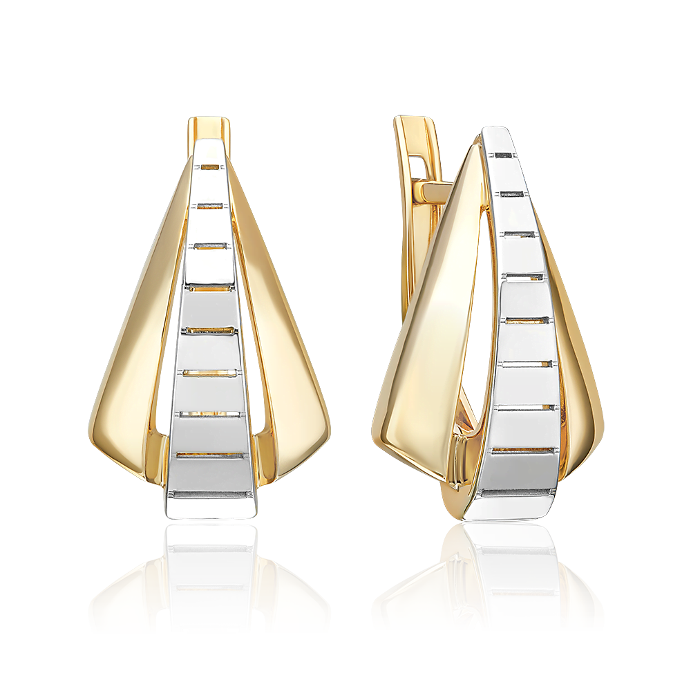 Серьги с английским замком из комбинированного золота 02-5381-00-000-1121