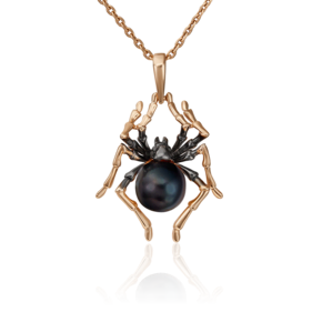 Подвеска «Паук» из красного золота с жемчугом культивированным 03-3015-00-301-1110-31